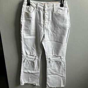 SO White High Rise Kick Flare Distressed Jeans